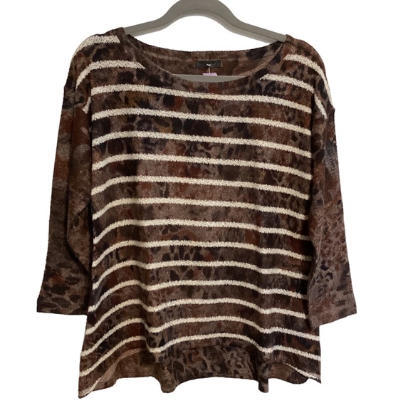 Nally&Millie pullover sweater in brown &cream stripes sizeS/M - Picture 4 of 8